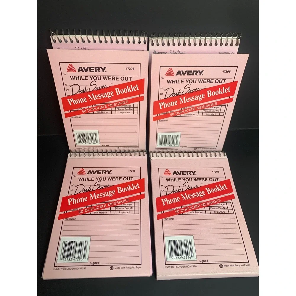 Vintage 4 Avery 47296 While You Were Out Phone Message Booklets Pink Retro 90s
